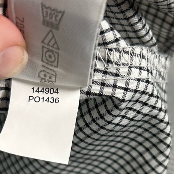 Foxcroft Black/White Gingham Ruffle 3/4 Sleeve Button Down Women’s Shirt Size 16 - Picture 10 of 14